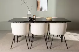 Venture Design Valgomojo komplektas Astrid valgomojo stalas ir Berit kėdė 200x75 cm juodas aksomas
