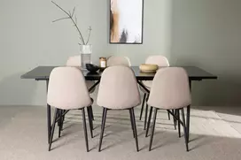 Venture Design Valgomojo komplektas Astrid valgomojo stalas 200x75 cm juodas