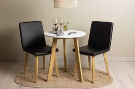 Venture Design Valgomojo stalas ir kėdžių komplektas Leonora 65 cm Baltojo ąžuolo Juodas