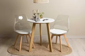 Venture Design Valgomojo stalas ir kėdžių komplektas Leonora valgomojo stalas ir Edvin valgomojo kėdė 65 cm balta