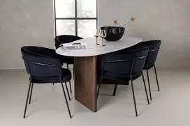 Venture Design Valgomojo stalo ir kėdžių komplektas Grönvik valgomojo stalas ir Selma valgomojo kėdė 180x75 cm juodas MDF