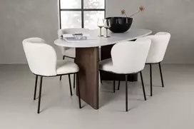 Venture Design Valgomojo komplektas Grönvik valgomojo stalas ir Edina valgomojo kėdė 180x75 cm ruda balta