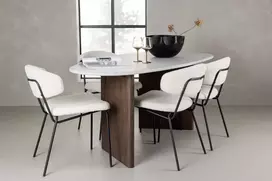 Venture Design Valgomojo stalo ir kėdžių komplektas Grönvik valgomojo stalas 180x75 cm rudos ir baltos spalvos