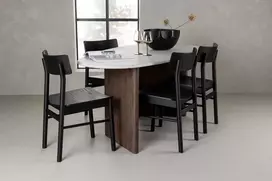 Venture Design Valgomojo komplektas Grönvik valgomojo stalas ir Montros kėdės 180x75 cm rudos spalvos