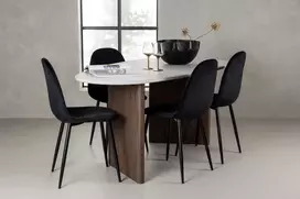Venture Design Valgomojo stalo ir kėdžių komplektas Grönvik valgomojo stalas ir Polar valgomojo kėdė 180x75 cm ruda juoda