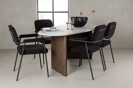 Venture Design Valgomojo stalo ir kėdžių komplektas Grönvik valgomojo stalas ir Yesterday valgomojo kėdė 180x75 cm ruda ir juoda
