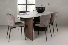 Venture Design Valgomojo komplektas Grönvik valgomojo stalas ir Modesto valgomojo kėdė 180x75 cm pilka