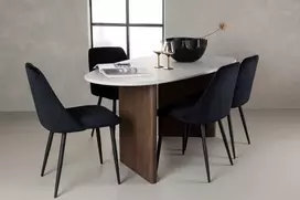 Venture Design Valgomojo stalo ir kėdžių komplektas Grönvik valgomojo stalas ir Night valgomojo kėdė 180x75 cm juodas MDF