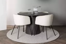 Venture Design Valgomojo stalas ir kėdžių komplektas Lanzo 120 cm rudos ir smėlio spalvos veliūras