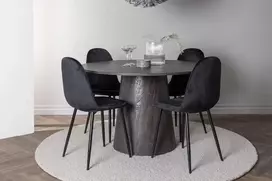 Venture Design Valgomojo stalas ir kėdžių komplektas Lanzo 120 cm rudos ir juodos MDF aksomas