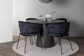 Venture Design Valgomojo stalas ir kėdžių komplektas Lanzo 120 cm rudos ir juodos spalvos