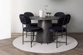 Venture Design Valgomojo stalo ir kėdžių komplektas Lanzo ir Stella 120 cm rudos ir juodos aksomo