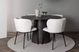 Venture Design Valgomojo stalas ir kėdžių komplektas Lanzo valgomojo stalas ir Edina valgomojo kėdė 120 cm rudos ir baltos spalvos MDF ir metalas