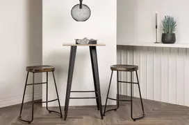 Venture Design Baro stalo ir baro kėdės komplektas 60x60 cm juodas MDF metalas