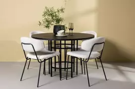 Venture Design Valgomojo stalas ir kėdžių komplektas Kopenhaga 115 cm Juoda Balta