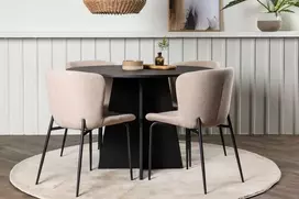 Venture Design Valgomojo stalas ir kėdžių komplektas Bootcut ir Modesto 110 cm Juoda Smėlio spalvos