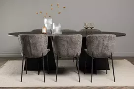Venture Design Valgomojo stalo ir kėdžių komplektas Bootcut Oval ir Modesto 230x115 cm Juoda Pilka