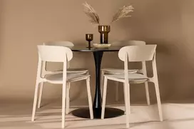 Venture Design Valgomojo stalas ir kėdžių komplektas 100 cm juoda mediena plastiko kompozitas