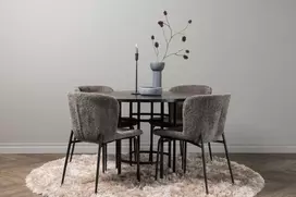 Venture Design Valgomojo stalo ir kėdžių komplektas Kopenhaga ir Modesto 115 cm Juoda Pilka MDF Metalas