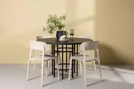 Venture Design Valgomojo stalas ir kėdžių komplektas Kopenhaga 115 cm juoda medžio kompozitas
