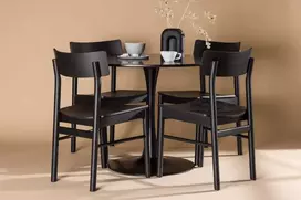 Venture Design Valgomojo stalo ir kėdžių komplektas Glade stalas ir Montros kėdė 100 cm juodas MDF guminė mediena