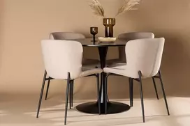 Venture Design Valgomojo stalas ir kėdžių komplektas 100 cm juoda pilka