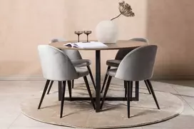Venture Design Valgomojo stalas ir valgomojo kėdžių komplektas 120 cm Juodasis riešutas Šviesiai pilkas MDF Aksomas