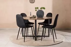 Venture Design Valgomojo stalo ir kėdžių komplektas Durango 120 cm Juodasis graikinis riešutas, aksomas