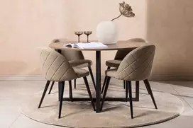 Venture Design Valgomojo stalas ir kėdžių komplektas Durango 120 cm Juodasis graikinis riešutas Smėlio spalvos MDF audinys