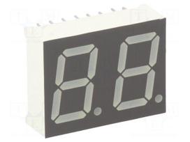 Display: LED | 7-segment | 14.2mm | 0.56" | No.char: 2 | yellow-green