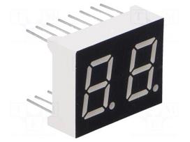 Display: LED | 7-segment | 10.16mm | 0.4" | No.char: 2 | green | 4mcd