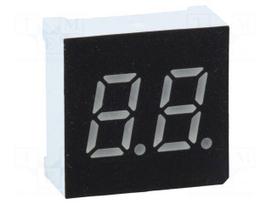 Display: LED | 7-segment | 7.62mm | 0.3" | No.char: 2 | green | 140mcd