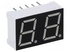 Display: LED | 7-segment | 10mm | 0.39" | No.char: 2 | green | 5mcd | anode