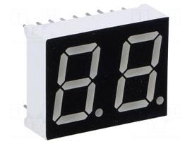 Display: LED | 7-segment | 14.2mm | 0.56" | No.char: 2 | red | 35mcd | anode