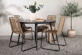 Venture Design Valgomojo komplektas Break apvalus valgomojo stalas 120 cm juodas