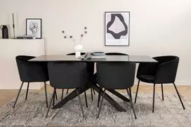 Venture Design Valgomojo stalo ir kėdžių komplektas Piazza valgomojo stalas ir Berit kėdė juoda