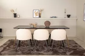 Venture Design Valgomojo stalas ir kėdžių komplektas 190x90x75 cm Juodas Smėlio spalvos aksomas