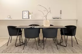 Venture Design Valgomojo stalas ir kėdžių komplektas Petra valgomojo stalas ir Berit kėdė 190x90x75 cm juoda