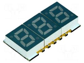 Display: LED | 7-segment | 10mm | 0.28" | No.char: 3 | red | 2÷10mcd | SMD