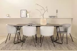 Venture Design Valgomojo stalas ir kėdžių komplektas Petra valgomojo stalas ir Berit kėdė 190x90x75 cm juoda