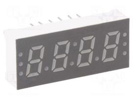 Display: LED | 7-segment | 7.6mm | 0.3" | No.char: 4 | yellow-green