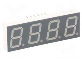 Display: LED | 7-segment | 13.2mm | 0.52" | No.char: 4 | red | 40÷80mcd