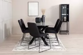 Venture Design Valgomojo stalas ir kėdžių komplektas Piazza 190x90x76 cm Juodas