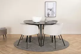 Venture Design Valgomojo stalo ir kėdžių komplektas 115 cm juodas aksomas