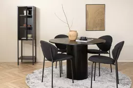 Venture Design Valgomojo stalas ir kėdžių komplektas Bianca 110x74 cm Juodas