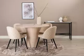 Venture Design Valgomojo stalas ir kėdžių komplektas Bianca 110x74 cm juodas, smėlio spalvos veliūras