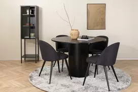 Venture Design Valgomojo stalo ir kėdžių komplektas Bianca 110x74 cm Juodas aksomas Metalas