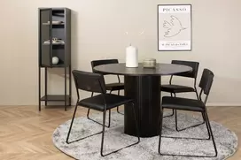 Venture Design Valgomojo stalas ir kėdžių komplektas Bianca 110x74 cm Juodas