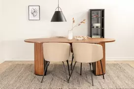 Venture Design Valgomojo stalas ir kėdžių komplektas Bianca Ovalus valgomojo stalas ir Berit kėdė 200x90x75 cm Juoda Smėlio spalva