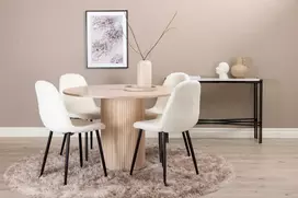 Venture Design Valgomojo stalas ir kėdžių komplektas Bianca 110x74 cm Balta audinys Juoda 4 kėdės